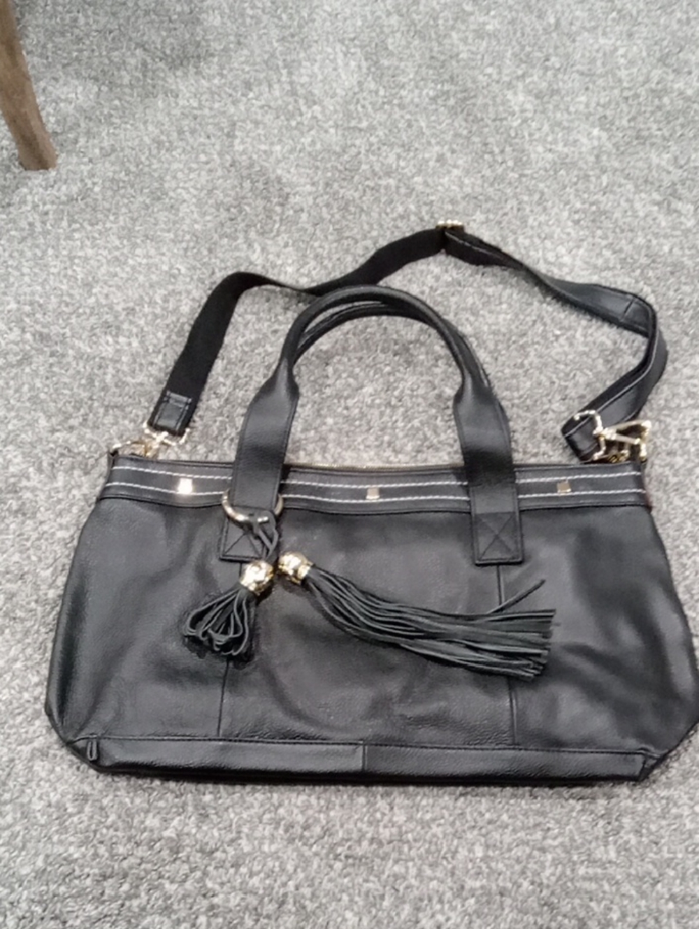 Cuore & Pelle Black Amelia Bag W 2 Handles & Removable Shoulder Strap NWOT
